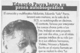 Eduardo Parra lanza su prosa autobiográfica  [artículo]