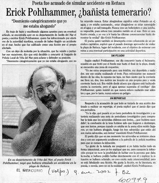 Erick Pohlhammer, ¿bañista temerario?  [artículo]