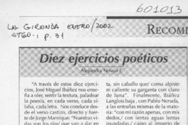 Diez ejercicios poéticos  [artículo] Alejandra Novoa E.