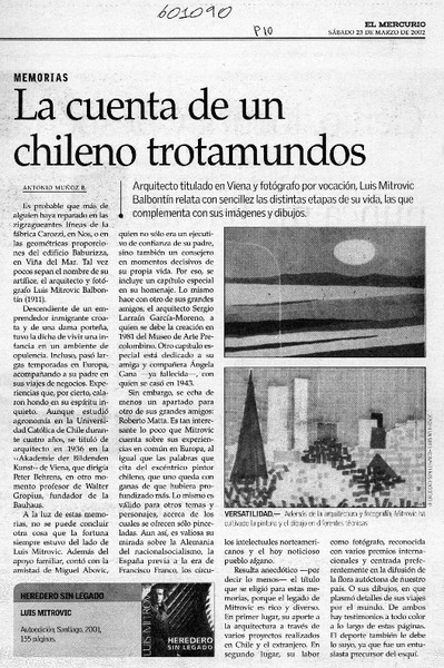 La cuenta de un chileno trotamundos  [artículo] Antonio Muñoz B.