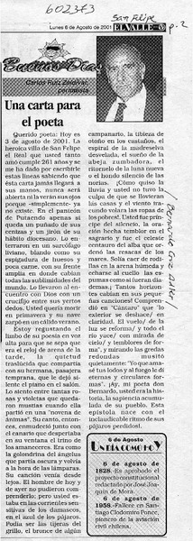 Una carta para el poeta  [artículo] Carlos Ruíz Zaldívar