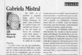 Gabriela Mistral  [artículo] Gerardo Claps Gallo