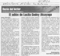 El adiós de Lucila Godoy Alcayaga  <artículo> Juan Meza Sepúlveda