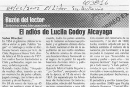 El adiós de Lucila Godoy Alcayaga  <artículo> Juan Meza Sepúlveda