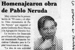 Homenajearon obra de Pablo Neruda  [artículo]