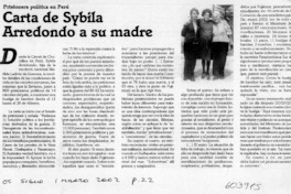 Carta de Sybila Arredondo a su madre  [artículo]