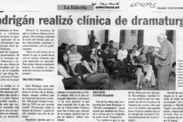 Radrigán realizó clínica de dramaturgia  [artículo]