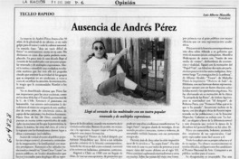 Ausencia de Andrés Pérez  [artículo] Luis Alberto Mansilla