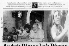 Andrés Pérez y Luis Rivano juntos en homenaje teatral  [artículo] Fany Mazuela Figueroa