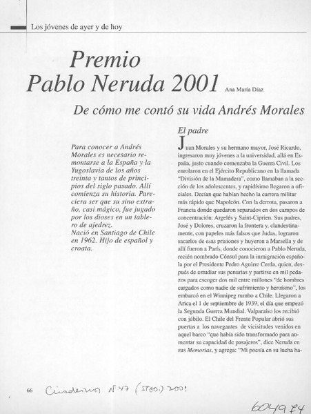 Premio Pablo Neruda 2001