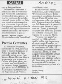 Premio Cervantes  [artículo] Pedro Godoy