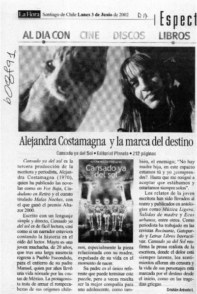 Alejandra Costamagna y la marca del destino  [artículo] Cristián Arévalo