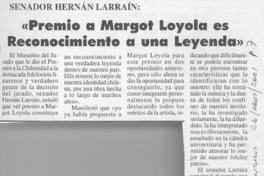 "Premio a Margot Loyola es reconocimiento a una leyenda"  [artículo]