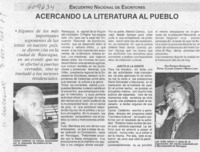 Acercando la literatura al pueblo  [artículo] Patricio Rodríguez
