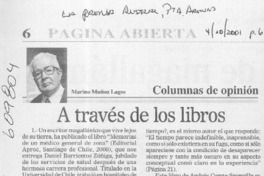 A través de los libros  [artículo] Marino Muñoz Lagos