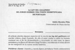 La ley del gallinero de Jorge Guzmán, una visión desmitificada de Portales  [artículo] Eddie Morales Piña