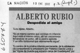 Alberto Rubio, despedida de un amigo  [artículo] Luis Weinstein