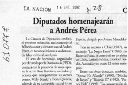 Diputados homenajearán a Andrés Pérez  [artículo]