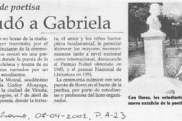 Osorno saludó a Gabriela  [artículo]