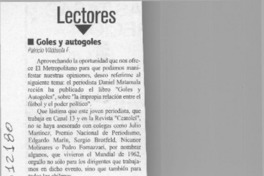 Goles y autogoles  [artículo] Patricio Vildosola F.