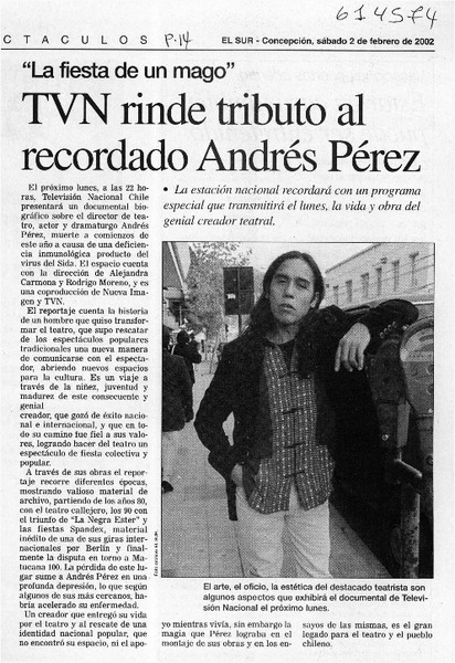 TVN rinde tributo al recordado Andrés Pérez  [artículo]
