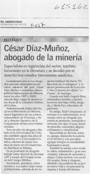 César Díaz-Muñoz, abogado de la minería  [artículo]