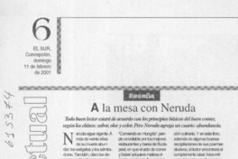 A la mesa con Neruda  [artículo] Alfredo Barría M.