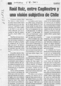 Raúl Ruiz, entre Cagliostro y una visión subjetiva de Chile  [artículo]