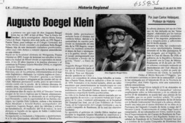 Augusto Boegel Klein  [artículo] Juan Carlos Velásquez