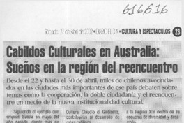 Cabildos culturales en Australia, sueños en la región del reencuentro  [artículo]