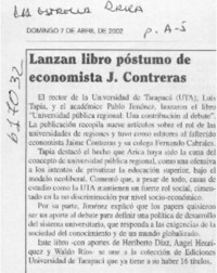 Lanzan libro póstumo de economista J. Contreras  [artículo]