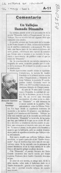 Un Vallejos llamado Dinamita  [artículo] Bernardo Guerrero Jiménez