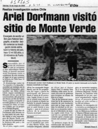 Ariel Dorfman visitó sitio de Monte Verde  [artículo] Hernán Osses S.