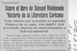 Sobre el libro de Samuel Maldonado "Historia de la literatura curicana"  [artículo] Samuel Baeza Reyes