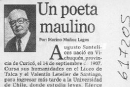 Un poeta maulino  [artículo] Marino Muñoz Lagos