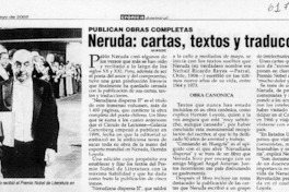 Neruda, cartas, textos y traducciones  [artículo]