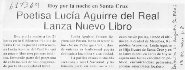 Poestisa Lucía Aguirre del Real lanza nuevo libro  [artículo]
