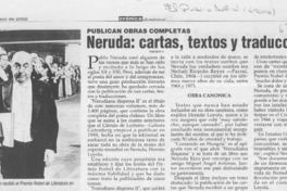 Neruda, cartas, textos y traducciones  [artículo]