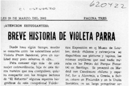 Breve historia de Violeta Parra  [artículo] Victor Manríquez Abarzúa