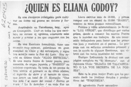 ¿Quien es Eliana Godoy?  [artículo] Humberto Antonio Baroni Muñoz