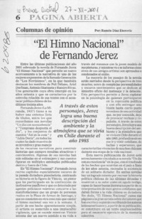 "El himno nacional" de Fernando Jerez  [artículo] Ramón Díaz Eterovic