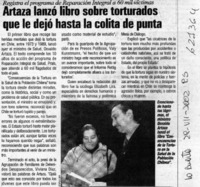 Artaza lanzó libro sobre torturados que le dejó hasta la colita de punta  [artículo]