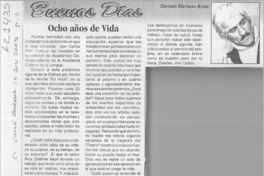 Ocho años de vida  [artículo] Gerson Mariano Arias