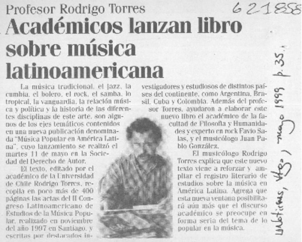 Académicos lanzan libro sobre música latinoamericana  [artículo]