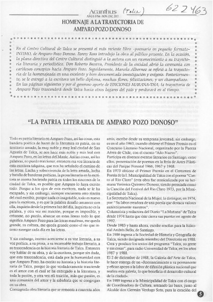 "La patria literatia de Amparo Pozo Donoso"