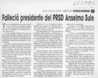 Falleció presidente del PRSD Anselmo Sule