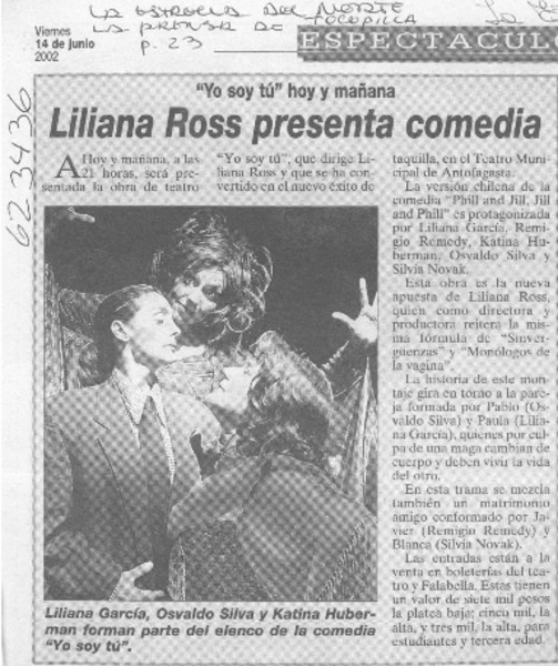 Liliana Ross presenta comedia
