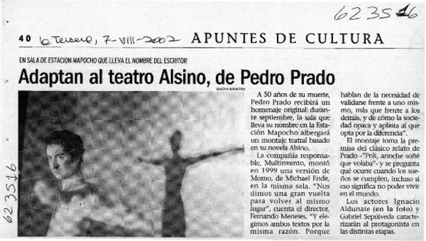 Adaptan al teatro Alsino, de Pedro Prado