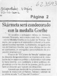 Skármeta será condecorado con la medalla Goethe