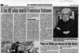 A los 92 años murió Francisco Coloane